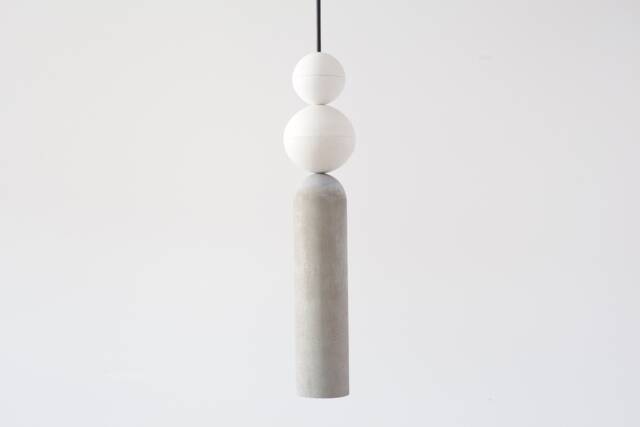 Handmade Concrete Cylinder Pendant Light With Plaster Spheres - image 1
