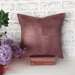 Dusty Rose Faux Leather Look Fabric Piecewise Square Design Pillow Cover /Modern Scandinavian Homedecor-1Pcs - thumbnail 1