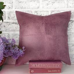 Dusty Rose Faux Leather Look Fabric Piecewise Square Design Pillow Cover /Modern Scandinavian Homedecor-1Pcs - thumbnail 2