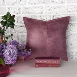 Dusty Rose Faux Leather Look Fabric Piecewise Square Design Pillow Cover /Modern Scandinavian Homedecor-1Pcs - thumbnail 3