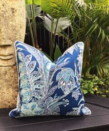 Blue Floral Tommy Bahama Outdoor Pillow Cover, Tropical Decor - thumbnail 1
