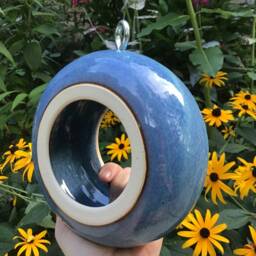 Handmade Ceramic Bird Feeder Modern Hanging Garden Decor - thumbnail 2