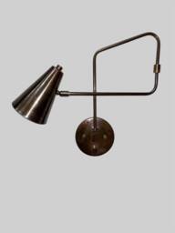 Italian Brass Swing Arm Wall Sconce - Mid-Century Modern Bedside Lamp