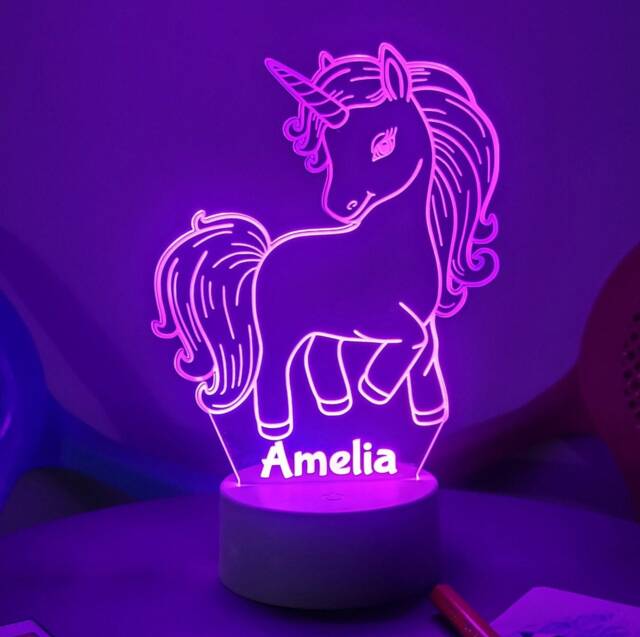 Personalised Unicorn Led Night Light Remote Controlled, Color Changing - image 1