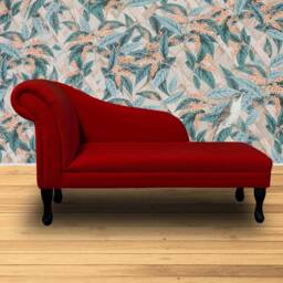 Handmade Red Plush Chaise Longue - thumbnail 3
