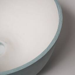 Large Blue/Green Lightweight Concrete Ceiling Pendant Lampshade/Modern Minimal Cement Plaster Teal Sea Green Off White - thumbnail 3
