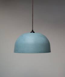Large Blue/Green Lightweight Concrete Ceiling Pendant Lampshade/Modern Minimal Cement Plaster Teal Sea Green Off White