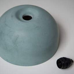 Large Blue/Green Lightweight Concrete Ceiling Pendant Lampshade/Modern Minimal Cement Plaster Teal Sea Green Off White - thumbnail 4