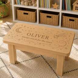 Personalized Wooden Stool - Moon Stars Nursery Decor, Child Name - Assembly Required - thumbnail 3