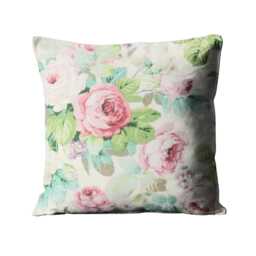Sanderson Chelsea, Pink & Mint Green Floral Linen Cushion Cover, Throw Pillow Home Decor - thumbnail 1