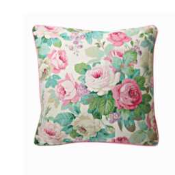 Sanderson Chelsea, Pink & Mint Green Floral Linen Cushion Cover, Throw Pillow Home Decor - thumbnail 2