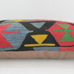 "Kilim Pillow, Wool Kilim Cousin From Anatolia , 30x60 cm, 12""x24" - thumbnail 3