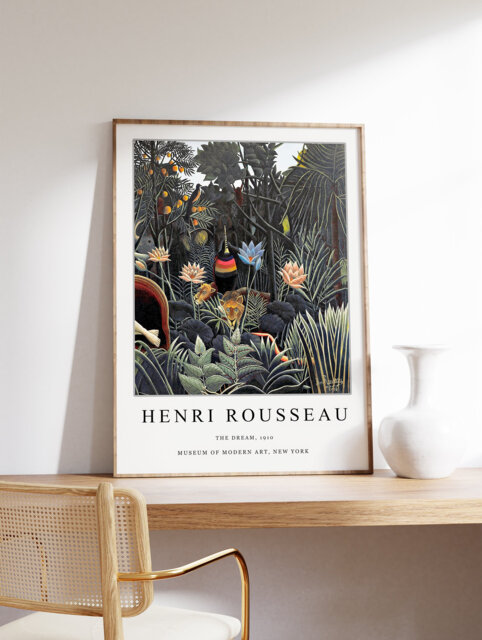 Henri Rousseau Poster, The Dream, Exhibition Print, Floral Wall Art, Tropical Animal Nature Gift, A1/A2/A3/A4 - image 1