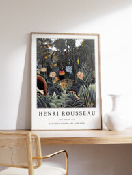 Henri Rousseau Poster, The Dream, Exhibition Print, Floral Wall Art, Tropical Animal Nature Gift, A1/A2/A3/A4 - thumbnail 1