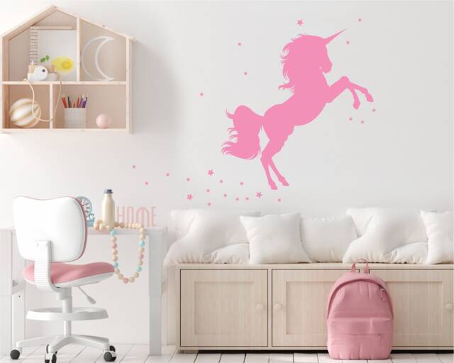 Magical Unicorn Wall Decal With Stars Girls Nursery Decor - image 1