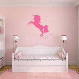 Magical Unicorn Wall Decal With Stars Girls Nursery Decor - thumbnail 3