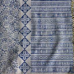 Handwoven Block-Printed Cotton Rug Blue & White Indian Design - 3 X 5 Ft - thumbnail 4