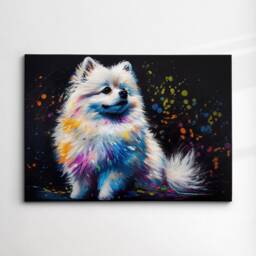 Colorful Pomeranian Dog Pet Abstract Modern Oil Painting Wall Art, Framed Canvas Poster Print, Home Kitchen Office Room Decor, Gifts - thumbnail 3