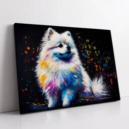 Colorful Pomeranian Dog Pet Abstract Modern Oil Painting Wall Art, Framed Canvas Poster Print, Home Kitchen Office Room Decor, Gifts - thumbnail 2