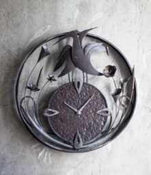Large Iron Wall Clock Romantic Floral Bird Design - Bell Epoque Style By The Steel Things
