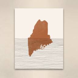 Boho Decor - Maine Mid Century Wall Art, Minimalist Art & Abstract Print, State Map Print - thumbnail 2