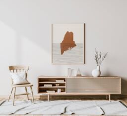 Boho Decor - Maine Mid Century Wall Art, Minimalist Art & Abstract Print, State Map Print - thumbnail 1