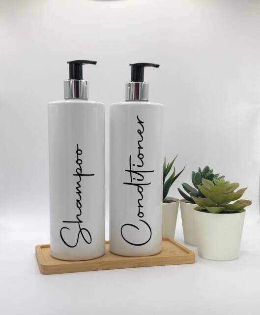 Personalised White Tubular Soap Dispenser Bottle With Black/Silver Pump 250Ml & 500Ml - image 1