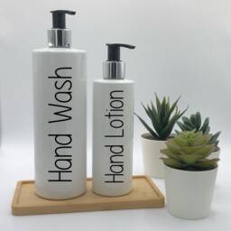 Personalised White Tubular Soap Dispenser Bottle With Black/Silver Pump 250Ml & 500Ml - thumbnail 2