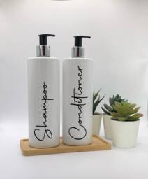 Personalised White Tubular Soap Dispenser Bottle With Black/Silver Pump 250Ml & 500Ml - thumbnail 1