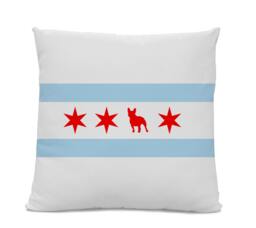Chicago Flag French Bulldog Pillow - Home Decor Frenchie Pillow Dog Breed Silhouette Home Decor Dog - thumbnail 1
