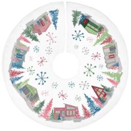 Retro Putz Houses - Home For The Holidays Christmas Tree Skirts, Mid Century Modern Design - thumbnail 2