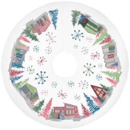 Retro Putz Houses - Home For The Holidays Christmas Tree Skirts, Mid Century Modern Design - thumbnail 3