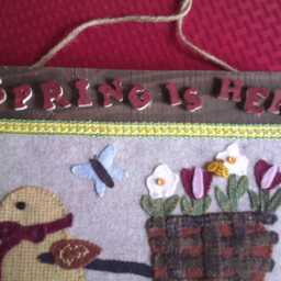 Spring Is Here With The Little Chick & Her Wagon Full Of Flowers Wall Hanging - thumbnail 3
