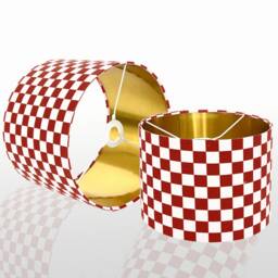 New Luxury Hq Red & White Chess Pattern Combination Squre Box Lining Lamp Shade Pendant Light With Metallic - thumbnail 2