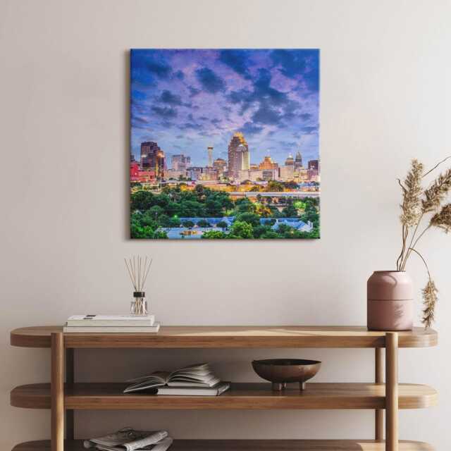 San Antonio City Landscape Canvas, Wall Art Picture, Purple Decoration, Travel Canvas - image 1