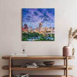 San Antonio City Landscape Canvas, Wall Art Picture, Purple Decoration, Travel Canvas - thumbnail 1