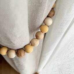 Wooden Bead Curtain Tie Backs Sunny Coastal Cottage Decor - thumbnail 2
