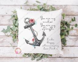 Anchor Cushion, Pillow, Floral Anchor, Gift, Gift For Mum, Her, Anniversary Birthday - thumbnail 1