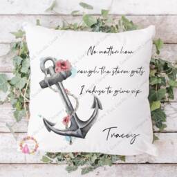 Anchor Cushion, Pillow, Floral Anchor, Gift, Gift For Mum, Her, Anniversary Birthday - thumbnail 4