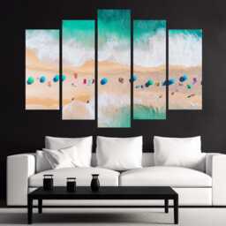 Beach Aerial View Canvas Art, Bird Eye Wall Scenic Painting, Sea Print, Photo, Cabin Decor - thumbnail 2