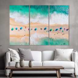Beach Aerial View Canvas Art, Bird Eye Wall Scenic Painting, Sea Print, Photo, Cabin Decor - thumbnail 3
