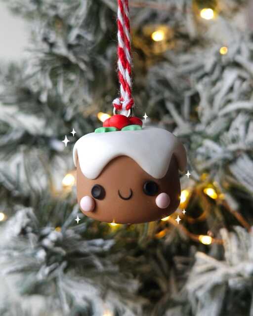 Adorable Christmas Cake Tree Decoration - Handmade Polymer Clay Ornament, Cute Holiday Gift For - image 1