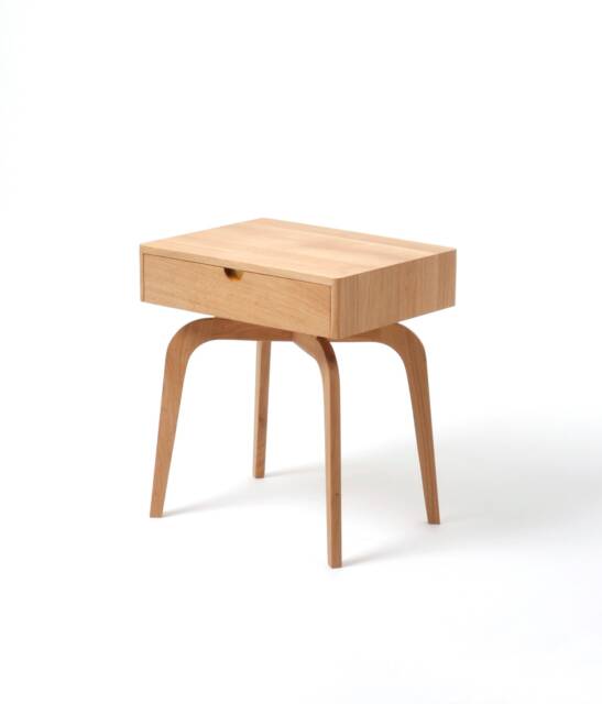 Mid Century Modern Solid Oak Nightstand With Drawer, Midcentury Bedside Table - image 1