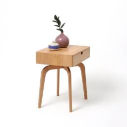 Mid Century Modern Solid Oak Nightstand With Drawer, Midcentury Bedside Table - thumbnail 2