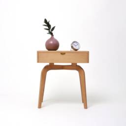 Mid Century Modern Solid Oak Nightstand With Drawer, Midcentury Bedside Table - thumbnail 3