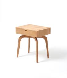 Mid Century Modern Solid Oak Nightstand With Drawer, Midcentury Bedside Table - thumbnail 1