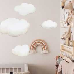Repositionable Fabric Wall Decal, Clouds, Nursery Wall Decal, Watercolor Clouds, Clouds Sticker, Stickers
