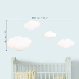 Repositionable Fabric Wall Decal, Clouds, Nursery Wall Decal, Watercolor Clouds, Clouds Sticker, Stickers - thumbnail 4