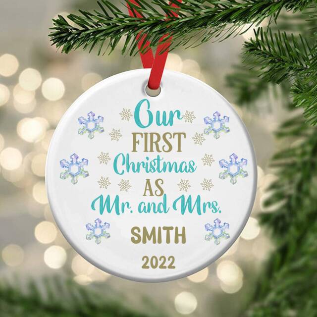 Personalised First Christmas Bauble Mr & Mrs Keepsake Ornament