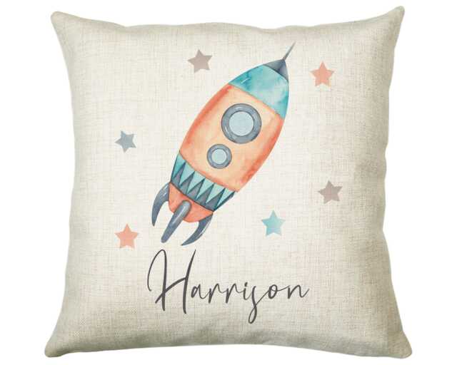 Personalised Space Rocket Cushion Gift Printed Name Design - Pillow For Girls Boys Nursery Bedroom Decor Cs249 - image 1